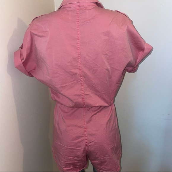 Pistola romper zip up short sleeve shorts jumpsuit drawstring pink cotton small - Picture 7 of 10
